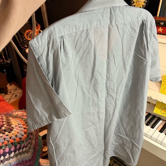 Vintage 80s 90s Men's Casual Gray Button Down Shirt L - Picture 8 of 12